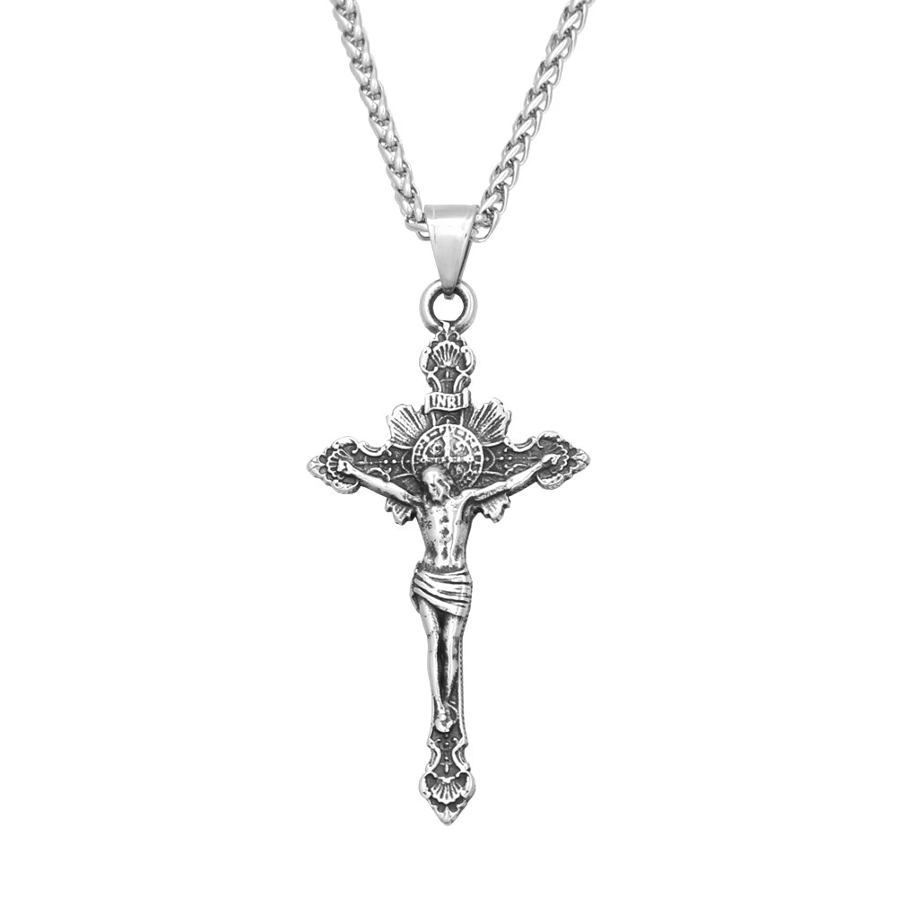 Jesus Cross Stainless Steel Pendant Necklace