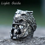 2022 NEW Men's 316L Stainless-Steel Rings Vintage Wolf and Skull Viking Ring Gothic High-Quality Jewelry Gifts Free