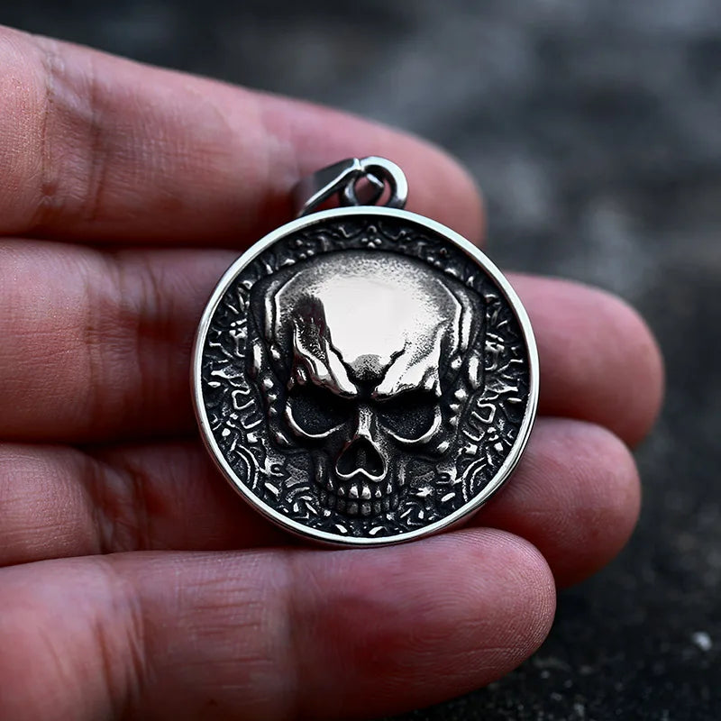 Double-Sided Skeleton Pendant Necklace — Stainless