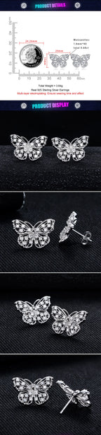 Iced Out Butterfly Earrings — 925 Silver