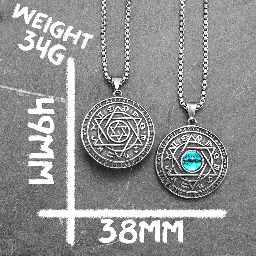 Hexagonal Star of David Pendant Necklace — Stainless Steel, 316L