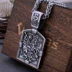 Stainless Steel Retro Religious Holy Warrior Necklace Men and Women Back Bible Cross Amulet Biker Pendant Necklace
