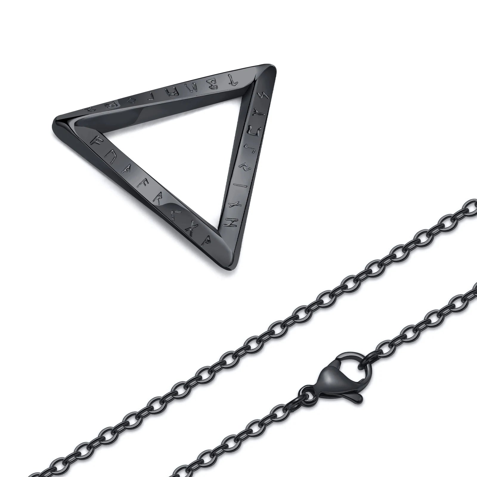 Vnox Norse Viking Pendant Necklaces, Men Twisted Stainless Steel Mobius Triangle Charm, Vegvisir Nordic Valknut