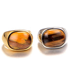 Fashion Men's Stainless Steel Ring Punk Retro Style Eye Decoration Brown Ring Classic Trendy Party Jewelry
