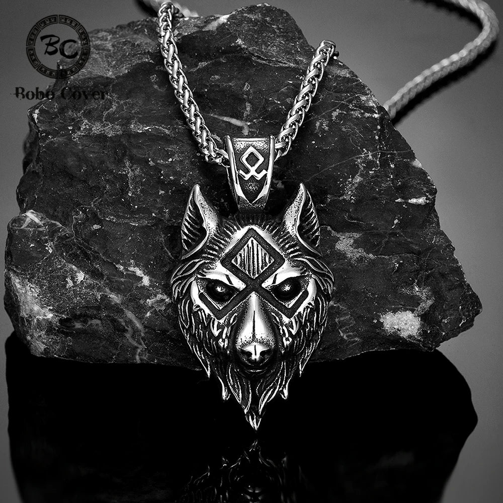 Odin's Wolves Valknut Pendant Necklace — Steel