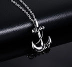 Anchor Cross Pendant Necklace — Stainless Steel