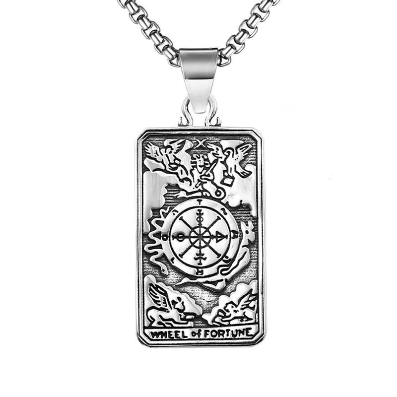 Silver Compass Pendant Necklace Stainless Steel