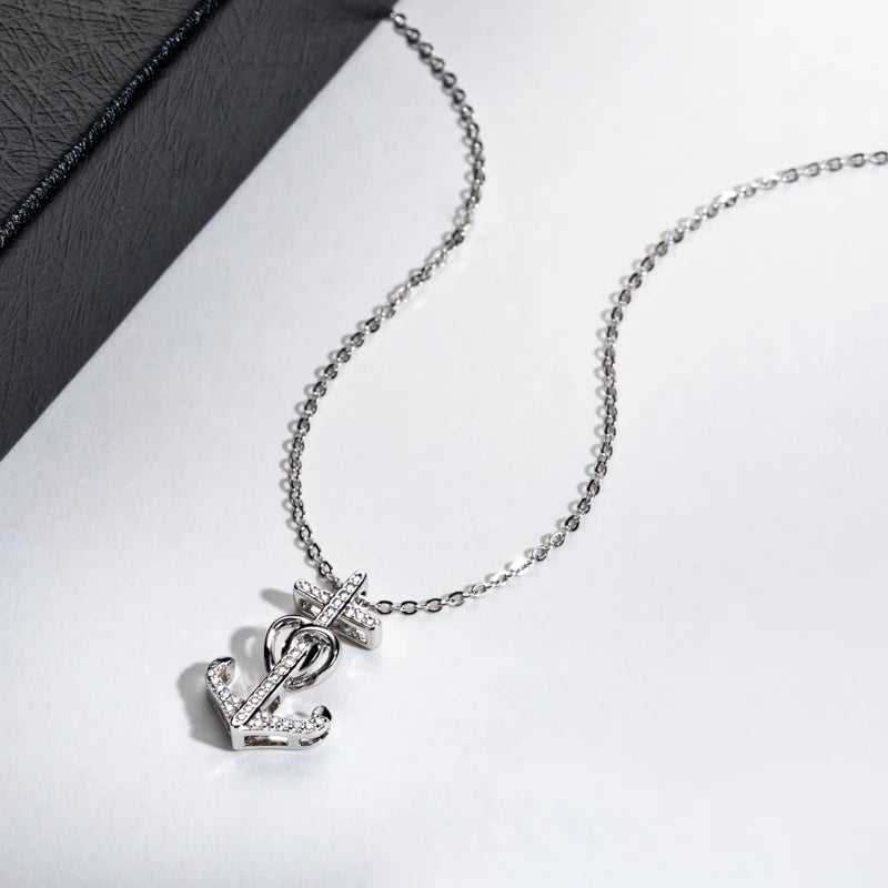 Iced Out Anchor Pendant — 925 Silver