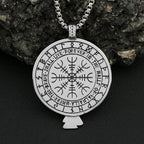 Compass Rune Pendant — Stainless Steel
