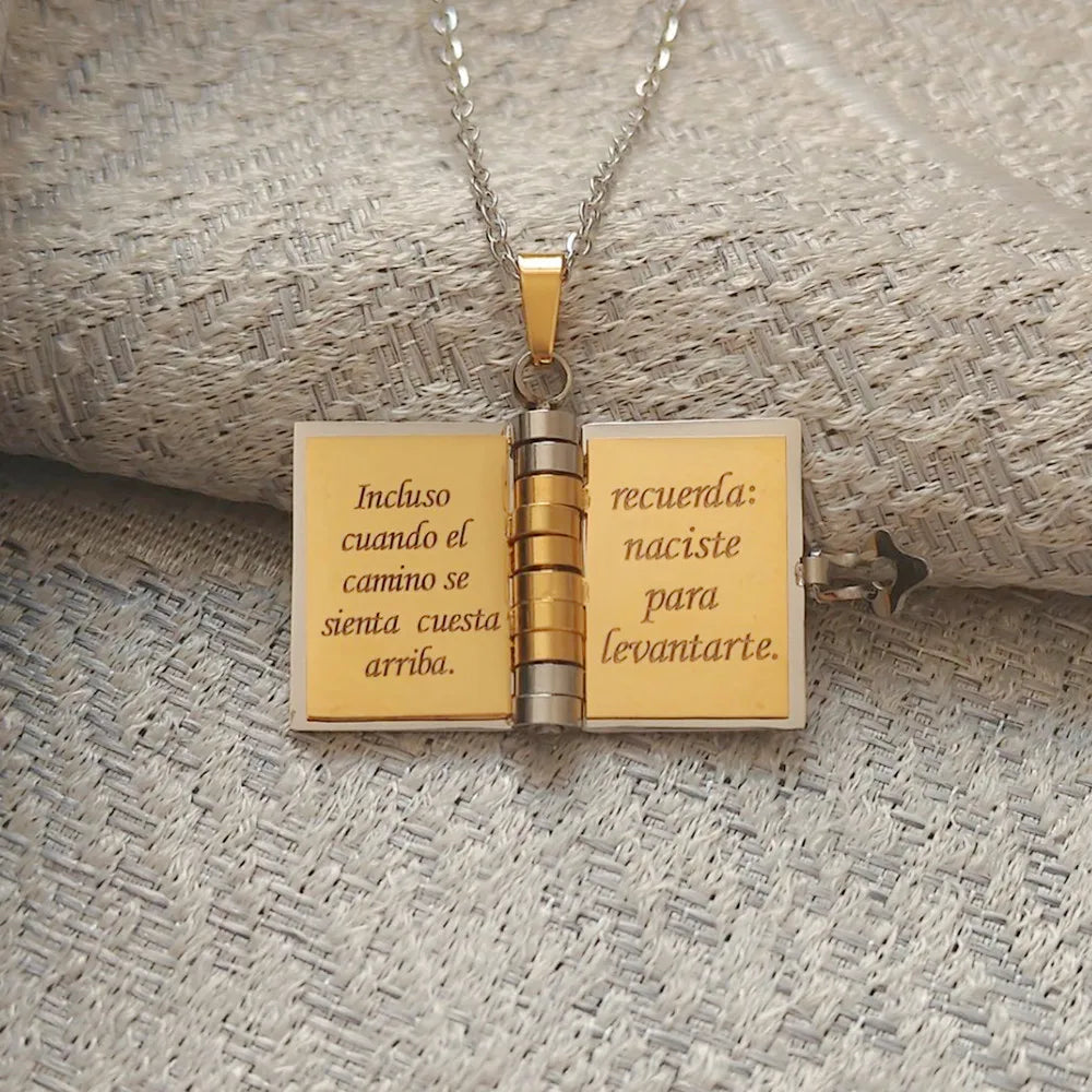 Openable Book Spanish Mi Campeón Son Necklace Mi Pequeña Estrella Daughter Necklaces My Little Star Choker Birthday