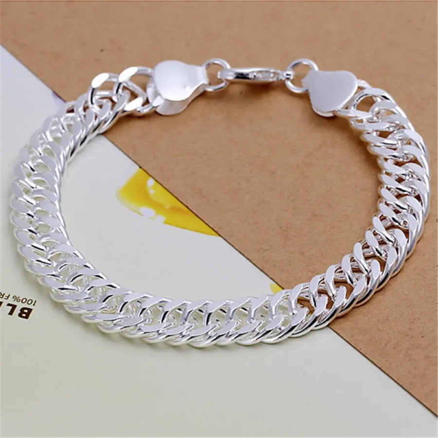Twisted Chain Bracelet for Men & Women — Silver-Tone, Simple
