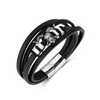 New Vintage Leather Woven Rope Bracelet Titanium Steel Sheep's Head Magnetic Buckle Men's Bracelet Fashion Jewelry