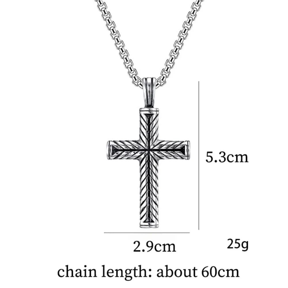 Twisted Cross Stainless Steel Pendant Necklace