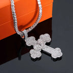 Iced Out Cross Pendant Necklace Stainless Steel