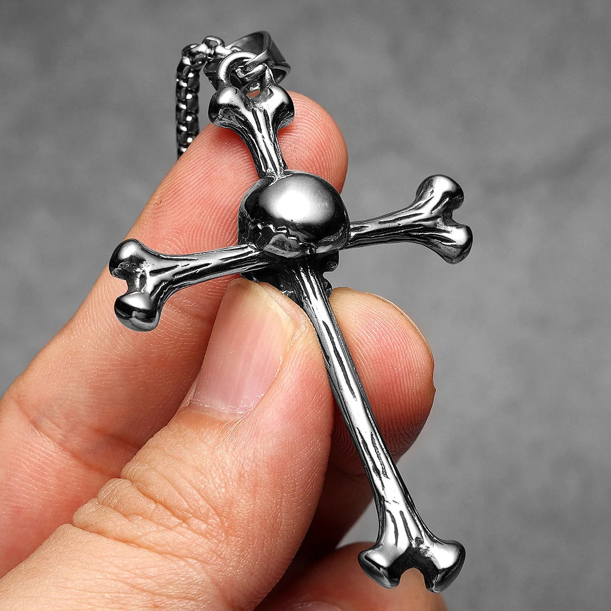 Skull Cross Stainless Steel Pendant Necklace