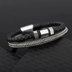 Simple Braided Wire Bracelet for Men — Black and White Color