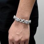 Hip Hop Jewelry 15MM Gold Filled Diamond Infinity Link Bracelet Necklace Set Iced Out CZ Eyes Infinity Cuban Necklace