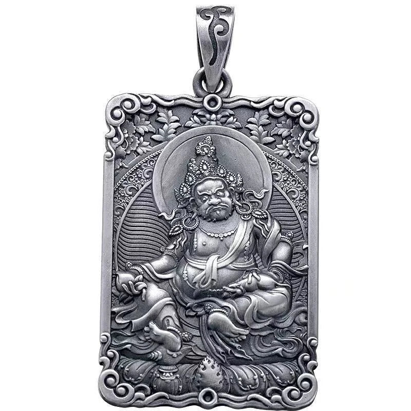 Retro Relief Yellow Jambhala Pendnat Necklace For Men Jewelry Good Luck Wealth Buddha Amulet Male Choker Accessories