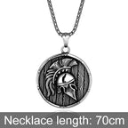 Spartan Shield Helmet Pendant Necklace — Retro, Stainless Steel