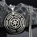 Hecate Wheel Pendant Necklace — Stainless Steel