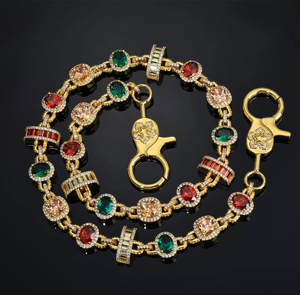 Iced Out Waist Chain Colored Zircon Geometric