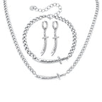 Zulfiqar Sword Pendant Necklace for Men, Stainless Steel Imam Ali Sword Necklace Bracelet, Islamic Religious Faith