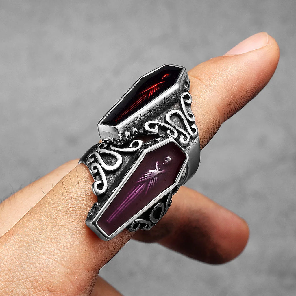 Gothic Vampire Coffin Ring — Stainless Steel