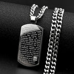 Lord's Prayer Bible Verse Jesus Cross Necklace — Stainless Steel