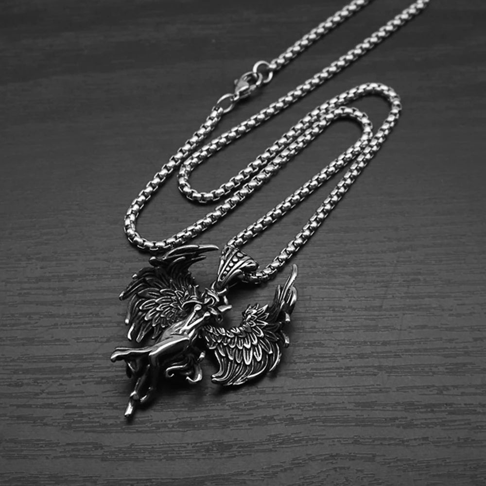 Fallen Angel Satan Stainless Steel Pendant Necklace
