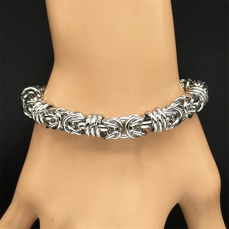 Thick Byzantine Chain Necklace & Bracelet — Stainless Steel