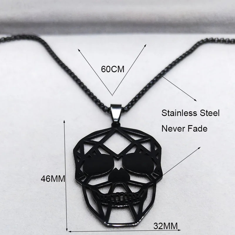 Goth Cool Skull Neck Pendant Stainless Steel Chain Necklace Hip Hop Rock Necklaces Jewelry acero inoxidable joyeria