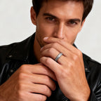Fashion Minimalist Irregular Concave Hammered Texture Stainless Steel Rings for Men Male, Punk Trendy Finger Jewelry