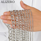 Wholesale 925 Sterling Silver Necklace 2/4/6/8/10/12MM Width 40-75cm Figaro Chain Lobster Clasp Men Women Engagement Jewelry
