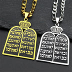 Torah Ten Commandments Pendant Necklace — Gold