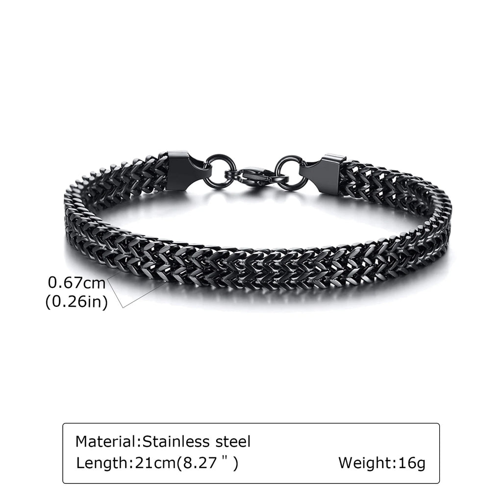 Black Byzantine Braided Bracelet — Stainless Steel