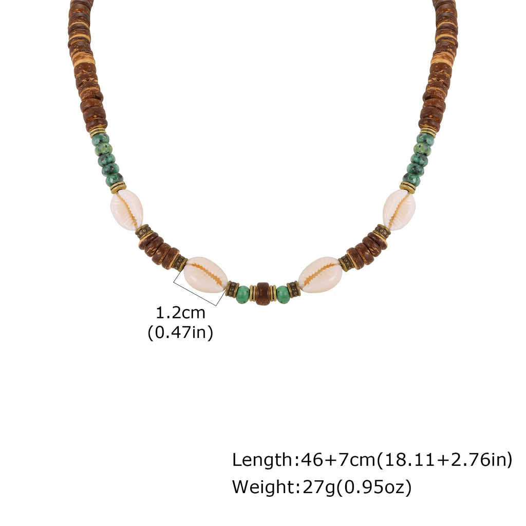 Coconut Shell Beaded Surfer Necklace