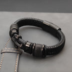 Dark Series Men's Leather Cross Bracelet New Fashion Hand-woven Rope Multi-layer Combination Stainless Steel Male Jewelry Gift