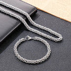 Cable Link Chain Bracelet Necklace Set 7mm — Stainless Steel