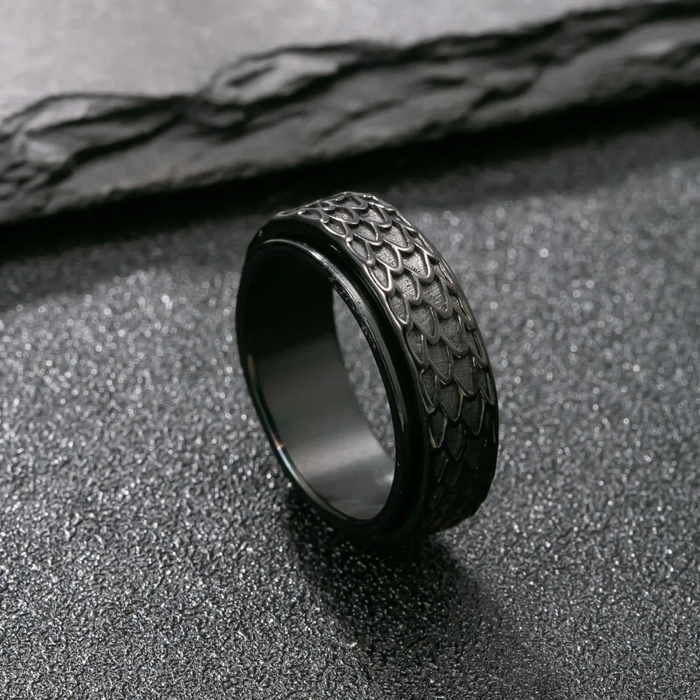 Norse Dragon Scale Ring — 316L Stainless Steel