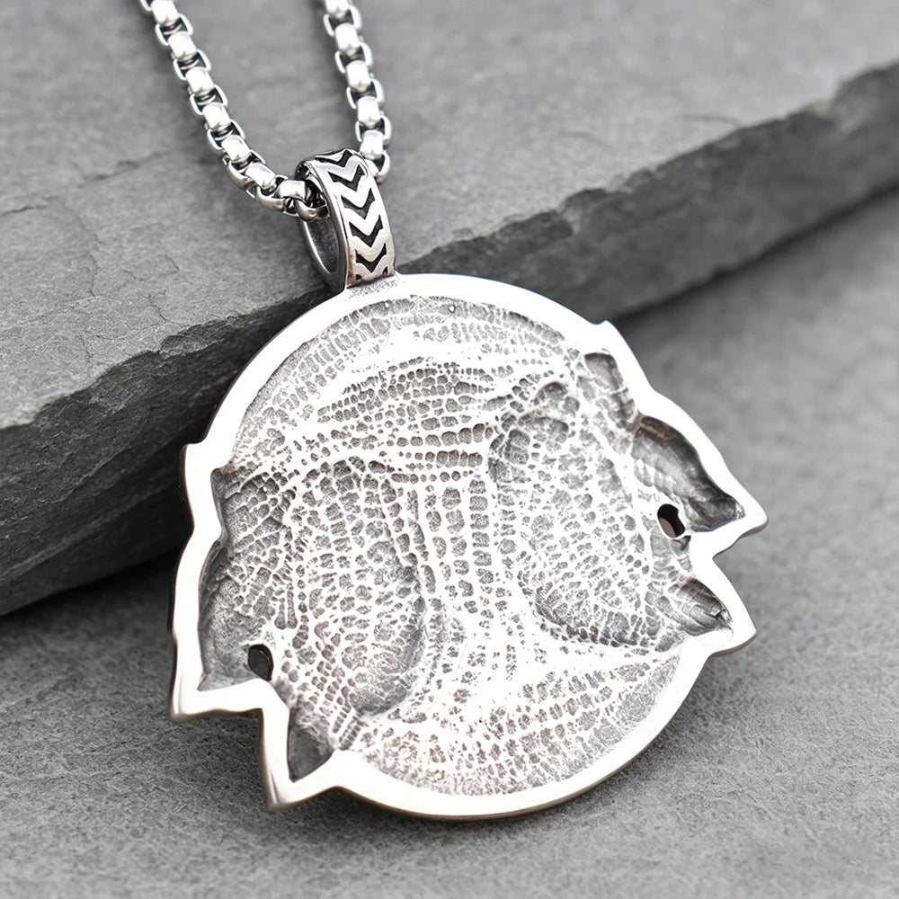 Stainless Steel Viking Fenrir Wolf Pendant Necklace Vintage Nordic Rune Men Jewelry Gift Wholesale Dropshipping