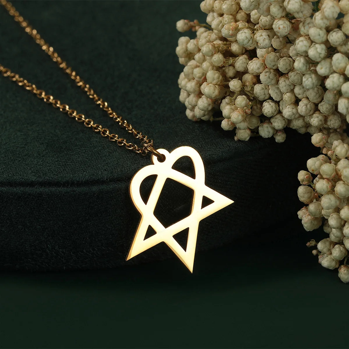 Geometric Triangle Star Necklace — Stainless Steel
