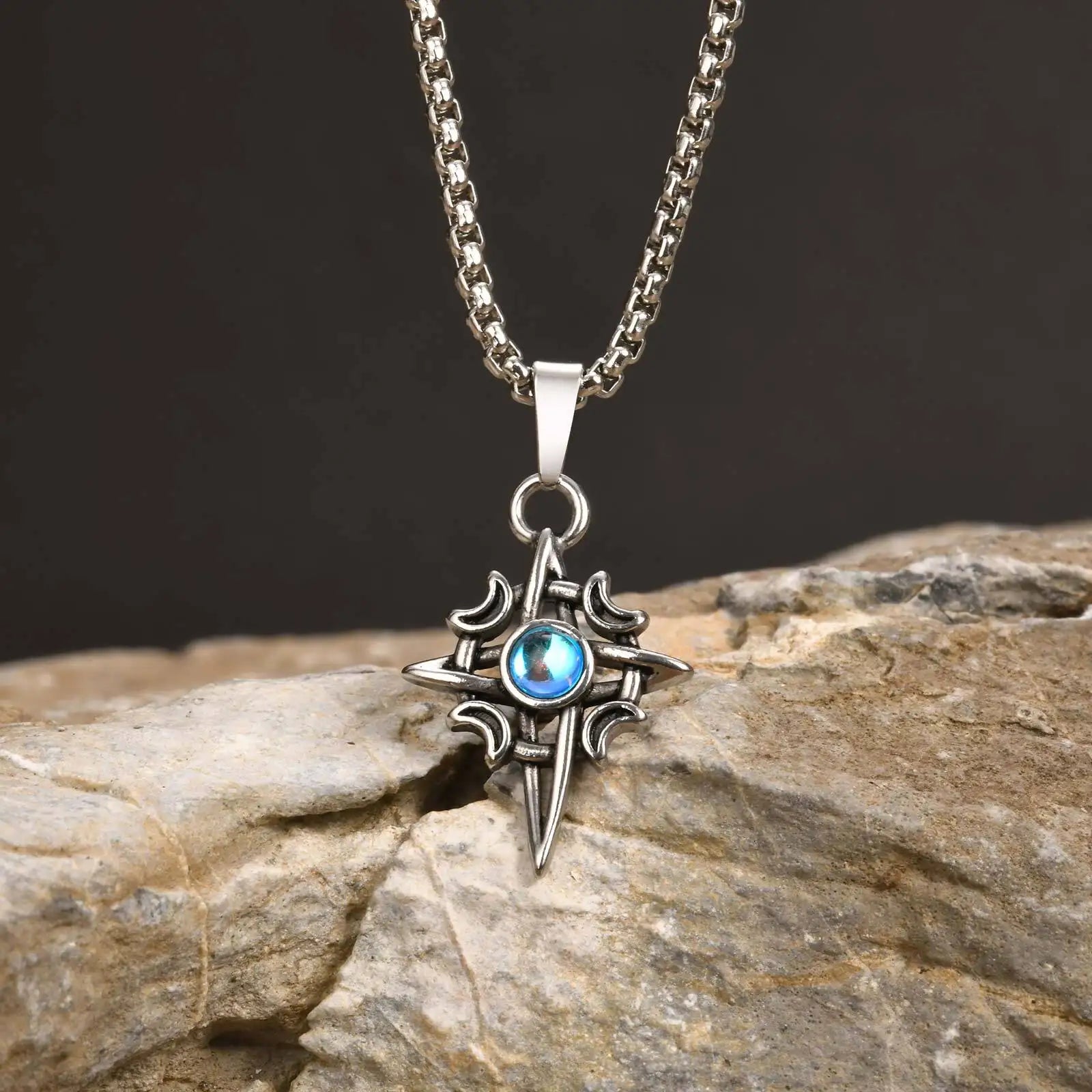 Moonstone Viking Knot Pendant — Stainless