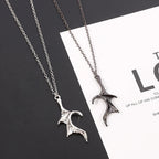 Gothic Split Wing Heart-Shaped Necklace Punk Bat Wings Pendant Unisex Jewelry Accessory for Valentine's Day Gift