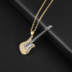 Retro Punk Music Guitar Necklace for Men Personalized Gothic Pendant Fashion Hip Hop Rock Singer Jewelry Gift