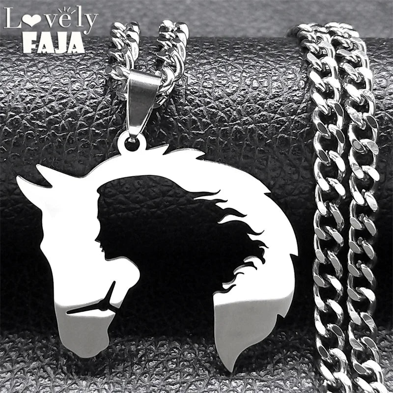 Horse Steel Pendant Silhouette Hollow Horsehead