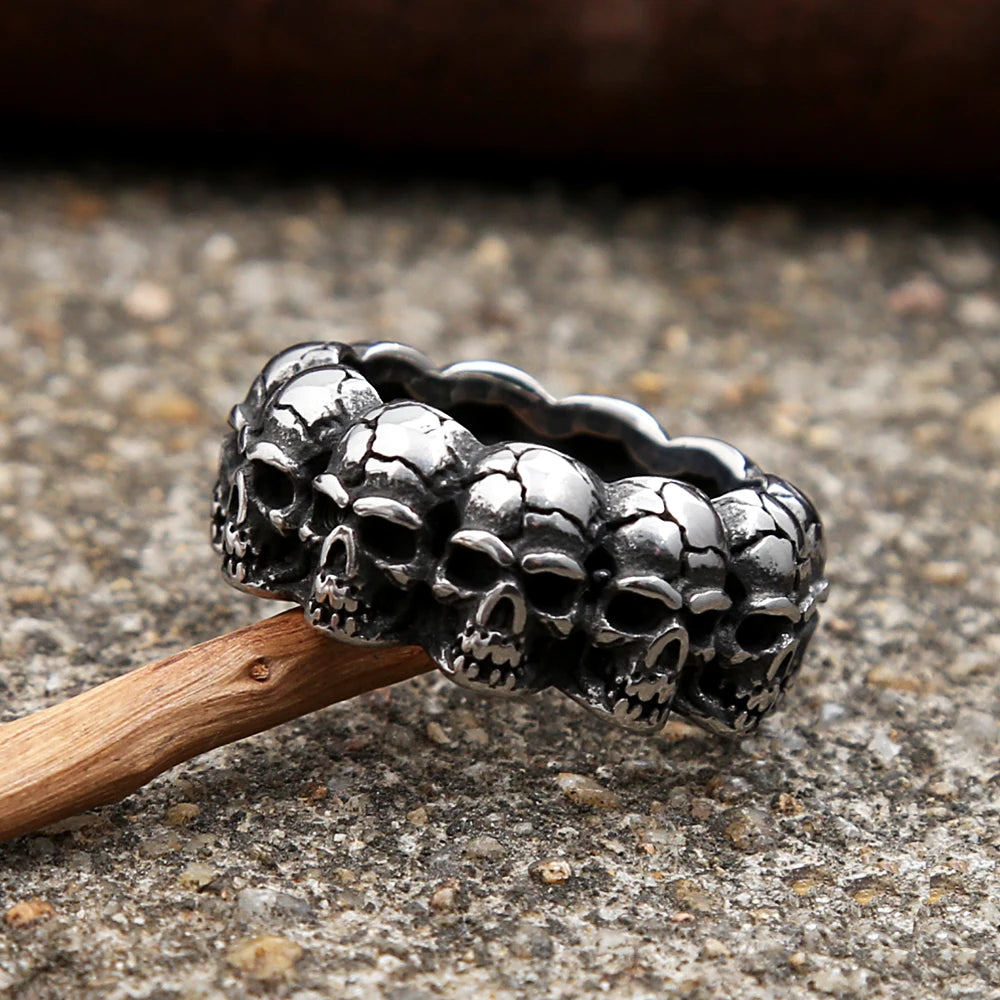 Gothic Skull Steel Ring Vintage Punk Rock Party
