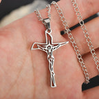 Jesus Cross & Saint Benedict Pendant Necklace — Stainless Steel