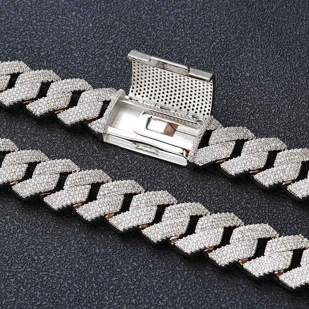 Rose Gold Cuban Bracelet Iced Out 15MM 4-Row