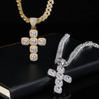 Iced Out Tennis Cross Pendant Necklace