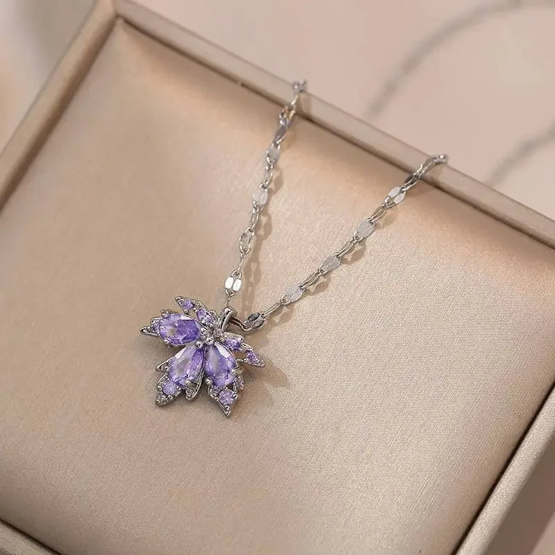 Stainless Steel Necklace For Women Man Maple Leaf Choker Pendant Chain Necklaces Engagement Jewelry korean Fashion NEW